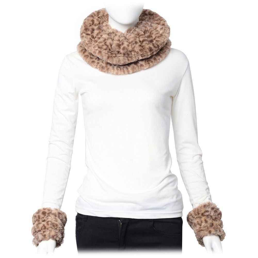 Infinity Scarf Beige and Brown Leopard Pattern